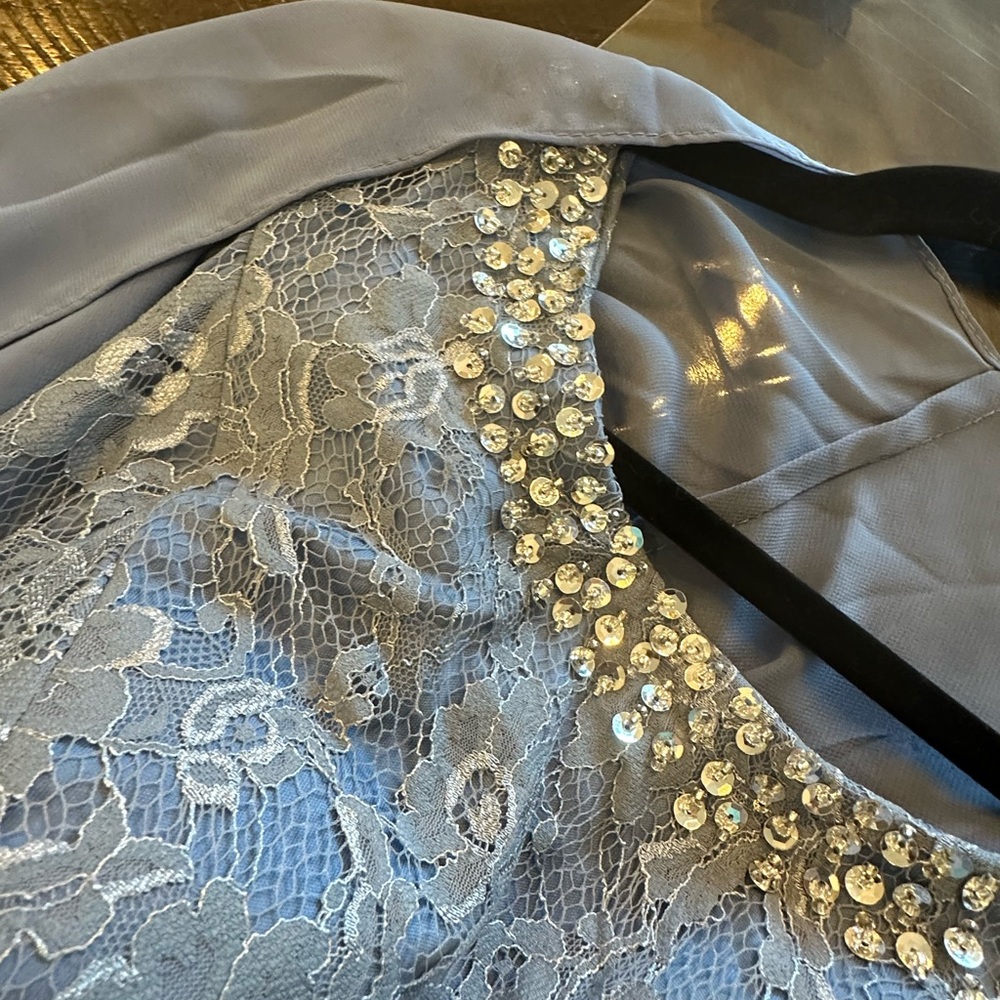 NWT Chic Blue Lace Maxi Dress with Overlay NWT - Picture 11 of 13